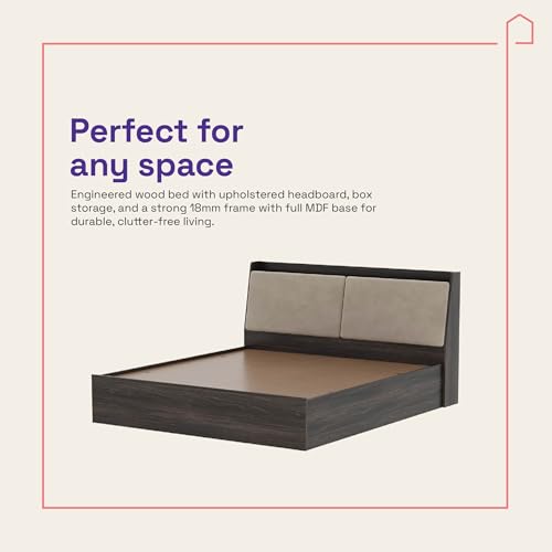 Image of Wakefit Bed | 3 Yr Warranty | King Size Bed, Storage Box & Foam-Cushioned Upholstery Headboard, Density: 680-750 kg /m,Termite & Borer Resistant, Fits Mattresses Up to 8 Inches (Mars 78 x 72 - WM)