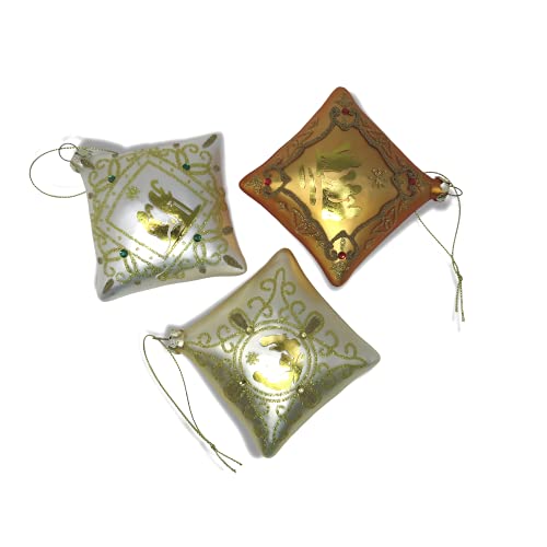 Roman Assorted Gold Tone Glass Nativity Scene Ornament, Christmas Tree Hanging Decor, Holiday Decoration Of Holy Family, Journey To Bethlehem Religious Ornaments, Pack Of 3, 4 Inches #TOP6