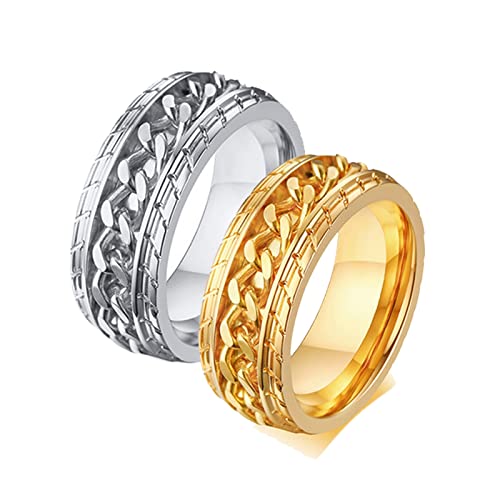 Bague homme femme 2 anneaux anti stress acier inoxydable 8mm