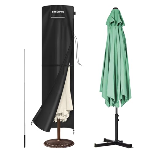 SIMPHAUS Housse de Protection de Parasol Housse Parasol Droit Ø 300 cm Housse Protection pour Parasol 250x65/65cm Toile de Parasol Déporté Couverture pour Parasol Imperméable Anti-UV Tissu Oxford 420D