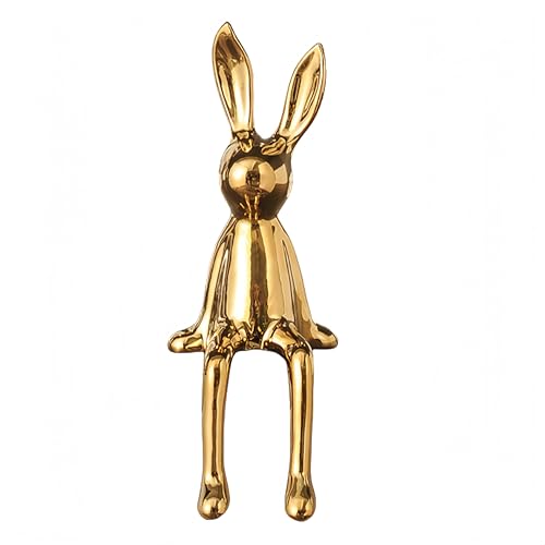 KoKiAxuza Gold Sitting Bunny Figurine Statue - 2025 Ceramic Electroplated