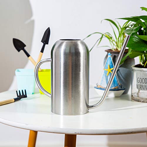 Songhg Stainless Steel Watering Can 50Oz/1.5L, Metal Watering Pot For Garden And Indoor House Plants, Silver #TOP6