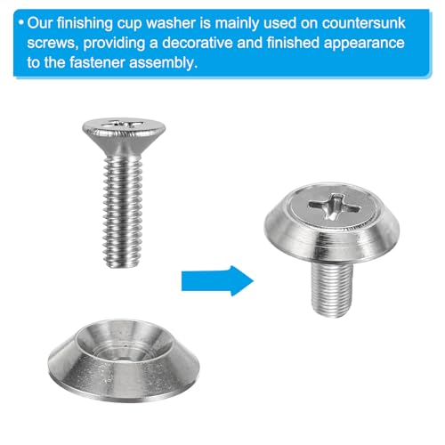 PATIKIL M5 Finish Senkkopfscheibe, 20 Stück 14mm Durchmesser, 3mm hoch, massiv aus 304 Edelstahl, CNC-Finish Cup Scheibe Schraubenkopfdichtung für industrielle Konstruktion