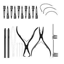 Hair Extension Pliers Kit Hair Extension Pliers for Micro Beads Dismountable Hook Looper Hair Sectioning Rings Needle Pulling Hook Tool Kit