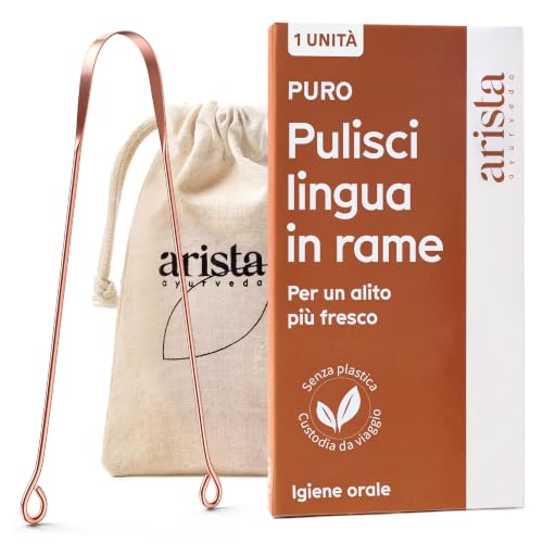 Arista Pulisci Lingua, Pack 1 Nettalingua Rame, Raschietto Lingua, Ayurveda Prodotti, Raschia Lingua per Igiene Orale, Alito Cattivo Rimedi