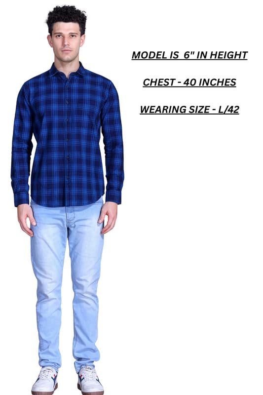 Image of SANE ORIGINALS Ingdigo Washed Checks Pure Cotton Shirt for Men