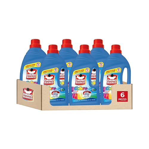 Omino Bianco - Detergente líquido Color+, específico para prendas de color, tecnología que protege los colores y atrapa el gris, 138 lavados, 1150 ml x 6 paquetes