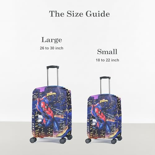 Image of Heart Home 18-22 Inch Polyester Small Size Suitcase Cover | Dustproof and Machine Washable Luggage /Trolley Bag Cover Protector | Spider Man Print - Multicolor