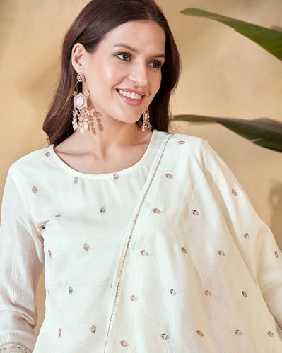 Image of SheWill Kurta Set for Women - Maroon Velvet Zari Sequence Cording Embroidered Kurta with Pant and Cutwork Organza Dupatta