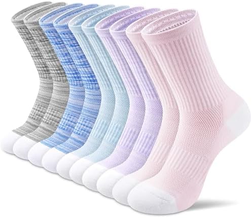 Crew Socks for Women,Athletic Hiking Running Compression Socks with Cushioned Support 3-6 Pairs