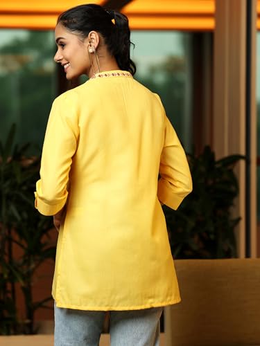 Image of Libas Womens Solid Viscose Straight Kurti for Women Suit