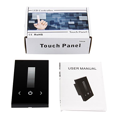Wall-Mounted Glass Touch Panel Led Dimmer Switch Brightness Controller Dc 12-24V For Single Color Led Strip Light - Black #TOP5