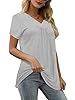 Florboom Women Casual V Neck Short Sleeve Tops Tunics Pleated Shirts Grey 20 22 #1