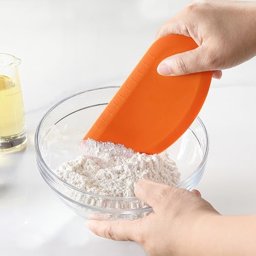 2PCS Bowl Scraper, Kaloo Silicone Food Scraper for Bread, Bench, Dough, Sourdough, Baking Dishwasher Safe (6.9\"*3.14\", Grey+Orange) - Thumbnail 5