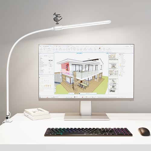 KableRika 12W Lámpara de Escritorio con sensor de gestos, Flexo LED Escritorio, Luz de Arquitecto Regulable, con 3 niveles de temperatura de color, para Oficina en el Hogar