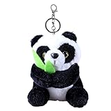 zhidiloveyou Panda Plush Keychain Toy Small Panda Stuffed Animal Pendant for Backpack, 4 inch