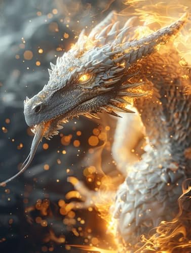 Peinture Diamant dragon broderie 5D flamme pour décoration murale salon adulte 60x90cm