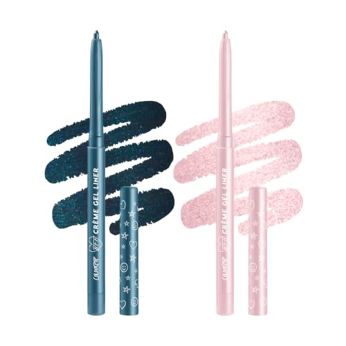 ColourPop Metallic Opposites BFF Crème Gel Waterproof Eyeliner Kit - 18HR Wear, Ultra-Pigmented Metallic Eyeliner Pencils with Matte Finishes - Outer Space, Blue + Calabasas, Pink (2 Count)