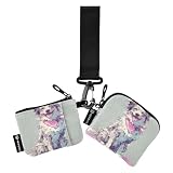 linqin Happy Dog - Portafogli da polso doppio da donna, alla moda, con portachiavi, per donne e uomini, 2 pezzi, Cane Felice, 1 size