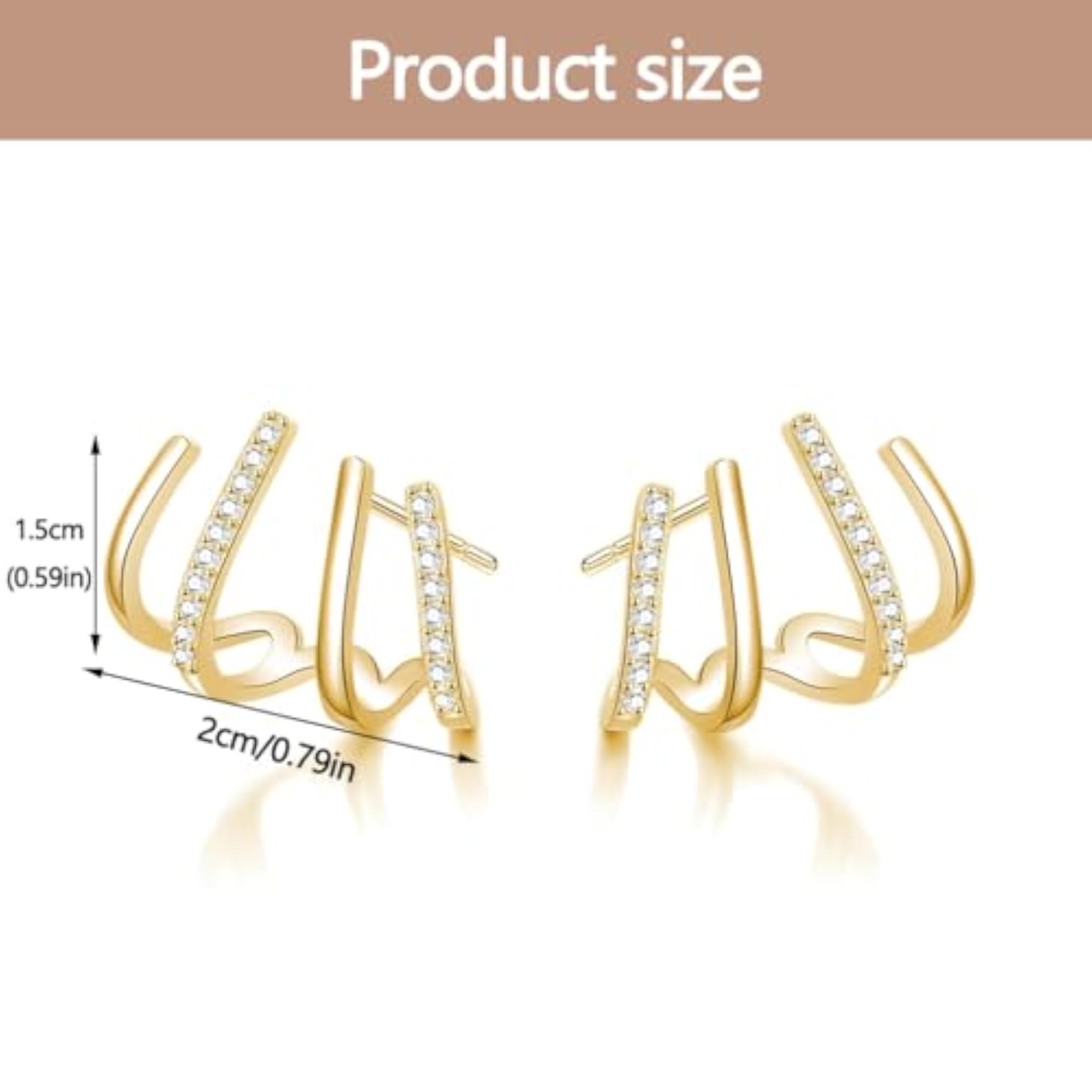 Women's Dainty Gold Claw Stud Earrings, Helix Style