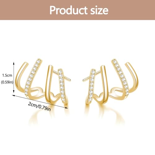 Image of ZIBUYU Claw Studs Earrings for Women - Dainty Gold Helix Earrings | for Women Fashion With Cubic Zirconia, Hypoallergenic Mini Half Hoop Design, Jewelry Accessories for Girls Gifts