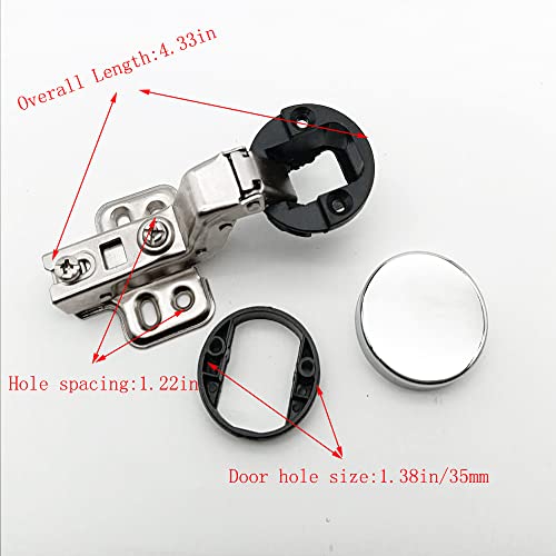 Wanlian Glass Door Hinges 4.33 * 2.05" Quiet Hinge Cutout 1.37" Hinges (2Pcs) For Cabinet Glass Doors. #TOP2
