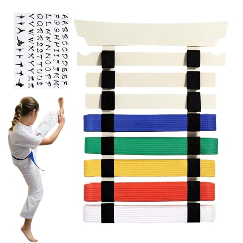 Soporte para cinturones de karate sin montaje con gancho y calcomanías 7