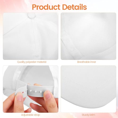 Aneco 36 Pcs DIY Baseball Caps Hats, Adjustable Sport Ball Cap, White Painting Baseball Caps with Acrylic Paint Kits Stickers for Outdoor Sports Painting Art Craft by Aneco - Image 3