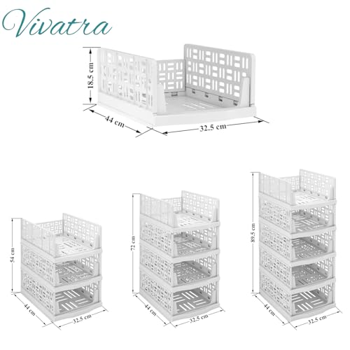 Image of Foldable Drawer Organizer with Stackable Storage Boxes for Wardrobe & Cupboard | Multipurpose Space Saving Storage Bins for Clothes, Toys, Books & Daily Essentials, White (Pack of 6)