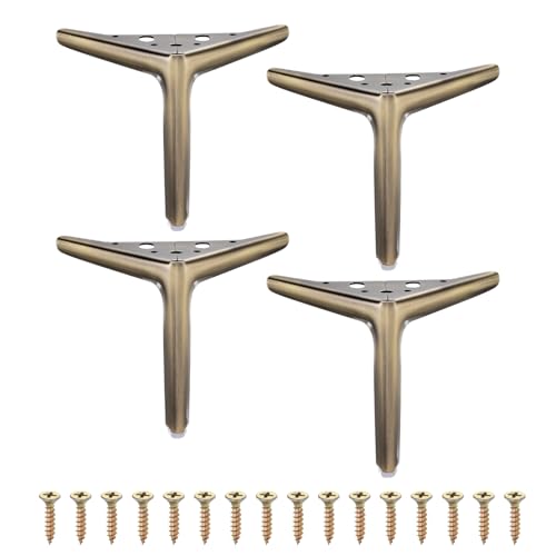 sourcing map 4Pcs Metal Furniture Legs, 6 Inch Triangular Heavy Duty Furniture Feet DIY Replacement Dresser Legs for Bed, Table, Cabinet, Sofa Chair(Bronze)