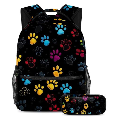 Sac à dos patte de chien colorée 2 pièces pour la rentrée