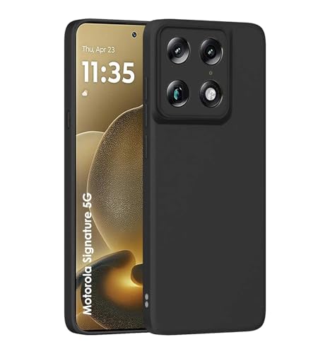 RRTBZ Soft Silicone Liquid Back Cover Compatible with Motorola Moto Signature 5G - Black