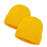 Werownsgso Gorro de punto para hombre, gorro de invierno fino, para hombre y mujer, para días fríos al aire libre, Amarillo*2, Talla única