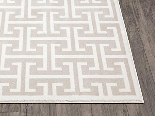Tapete decorativo beige y blanco 7'9" x 10'2" Abani miniatura 6