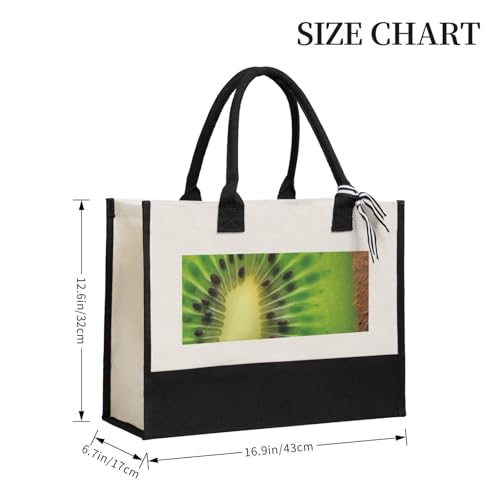 Canvas Tote Bag for Women Beach Tote Purse Reusable Grocery Bag Kiwi texture picture Aesthetic Shopping Bags2