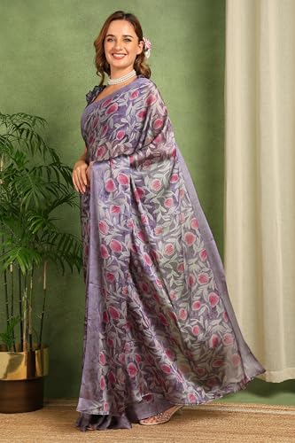 Image of MIRCHI FASHION Women Saree Floral Printed Chiffon | Breathable Lightweight Summer Sari for Office and Daily Use with Unstitched Blouse (Available in 20 Styles)
