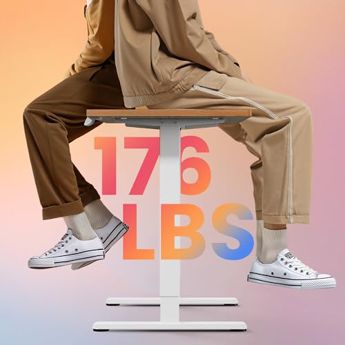 Image of HUANUO Electric Standing Desk, 55 inch x 28 inch Height Adjustable Desk, 4 Memory Height Settings, Sit to Stand Up Desk for Home Office, with Headphone Hook, Cable Manager, Light Vintage Brown