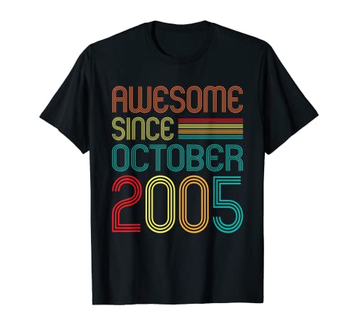 Awesome Since October 2005 Retro 17th Birthday 17 Years Old Camiseta