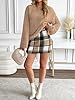 LILLUSORY Womens Plaid Skirt Fall High Waist Flannel Mini Checkered Skirts Winter Corduroy Sweater Dress 2025 Apricot M #5