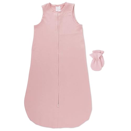 Juego de manta y mitones para bebé, saco de dormir 100% algodón de punto con cremallera para bebé niña de 6 a 12 meses (rosa sólido) disponible en Yaxa Peru