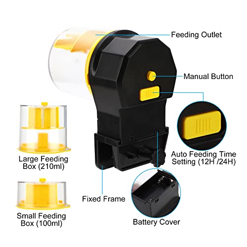 QUUREN Automatic Fish Feeder Smart Timer Fish Feeder Automatic Dispenser with 210ML and 100ML Fish Food Dispenser Box Moisture-Proof Automatic Fish Feeder for Aquarium or Small Fish Turtle Tank - Image 4