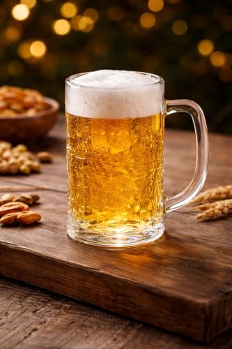 Image of PrimeWorld 480 ml Thailand Beer Mug Set of 2 | Heavy Glass Beer Steins with Handle | Sturdy Base, Freezer-Friendly Beer Glasses for Home Bar, BBQ & Parties