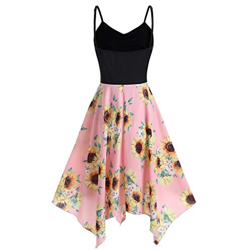 Preisvergleich Produktbild Sonnenblumenhalfter Kleid Sexy Trägerloser A-linienrock Mit Unregelmäßigem Saum Plus Size Sommerkleid Mit V-Ausschnitt Für Frauen Zierliche Frau Schlanker Nährock