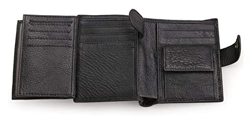 Stylish Trifold Short Wallet Retro Cowhide Leather Wallet Blocking Wallet 11 Cards Holder Coin Pocket3