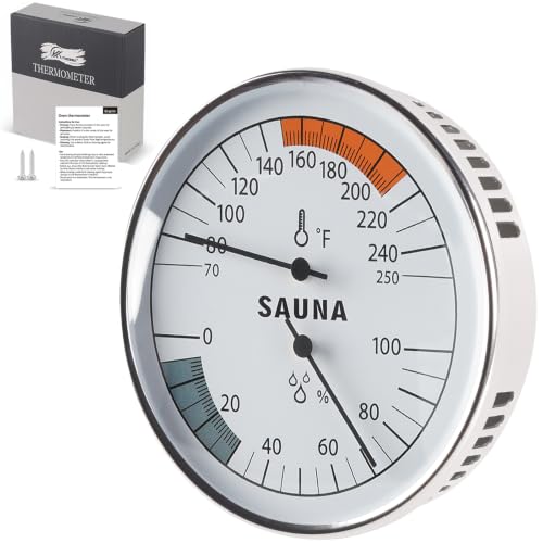 Sauna Thermometer and Hygrometer Combo, Rust-Proof Aluminum Alloy, 70-250°F