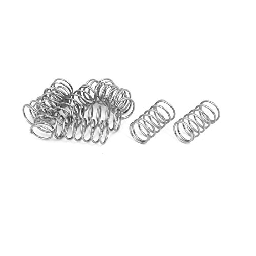 uxcell Compression Spring,304 Stainless Steel,10mm OD,0.8mm Wire Size,25mm Free Length,Silver Tone,10Pcs