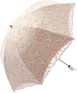 Honeystore Handmade Embroidery Lace Princess Parasol Wedding Decorative Umbrella 02Apricot