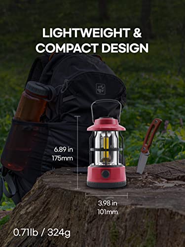 Led Camping Lantern Rechargeable, Waterproof Flashlight For Hurricane, Emergency, Power Outages, Hiking, Fishing, Retro Lantern Dimmable For Garden Patio, Lightweight Portable Light, Hot Red Color #TOP3