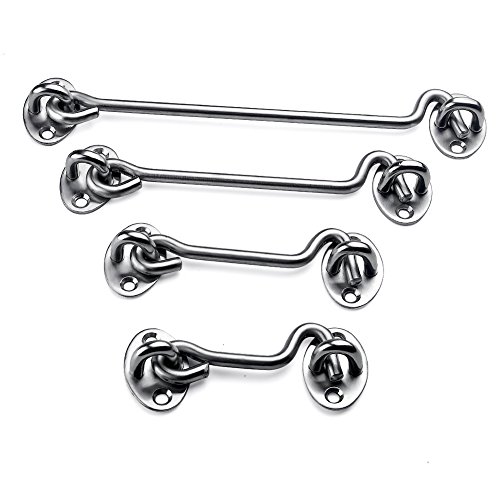 2 Pack Eye Hooks,8” Door Latch Lock,Solid Thicken Stainless Steel Gate Door Swivel Window For Sliding Door, Bathroom,Window #TOP2