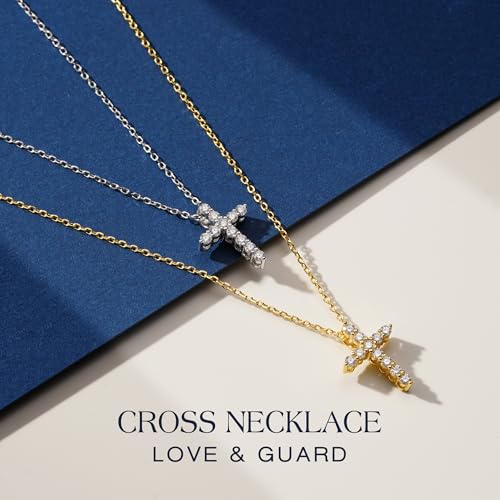 MOOSEA Dainty Moissanite Cross Necklace for Women, D Color VVS1 Clarity Lab Created Moissanite Necklace, 925 Sterling Silver Cross Necklaces, Christian Gifts for Women, Faith Pendant Christian Gifts2